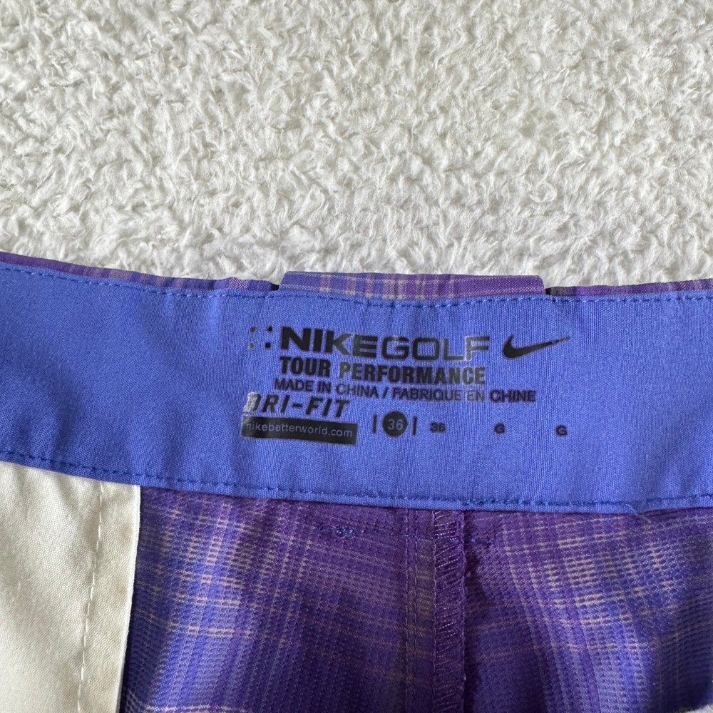 Nike Dri-Fit Golf Tour Performance Dri Fit Purple Blue Plaid Shorts Mens 36x10" - Picture 3 of 8